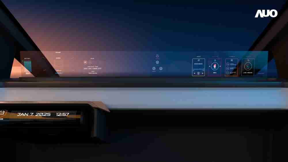 万利无界透明显示接口(Horizon Image Glass)透过车运算方案整合仪表板、、中控台及副驾显示器，，一体式全景呈现，，提供乘用者清晰的前方视野、、行车必要信息与娱乐功能