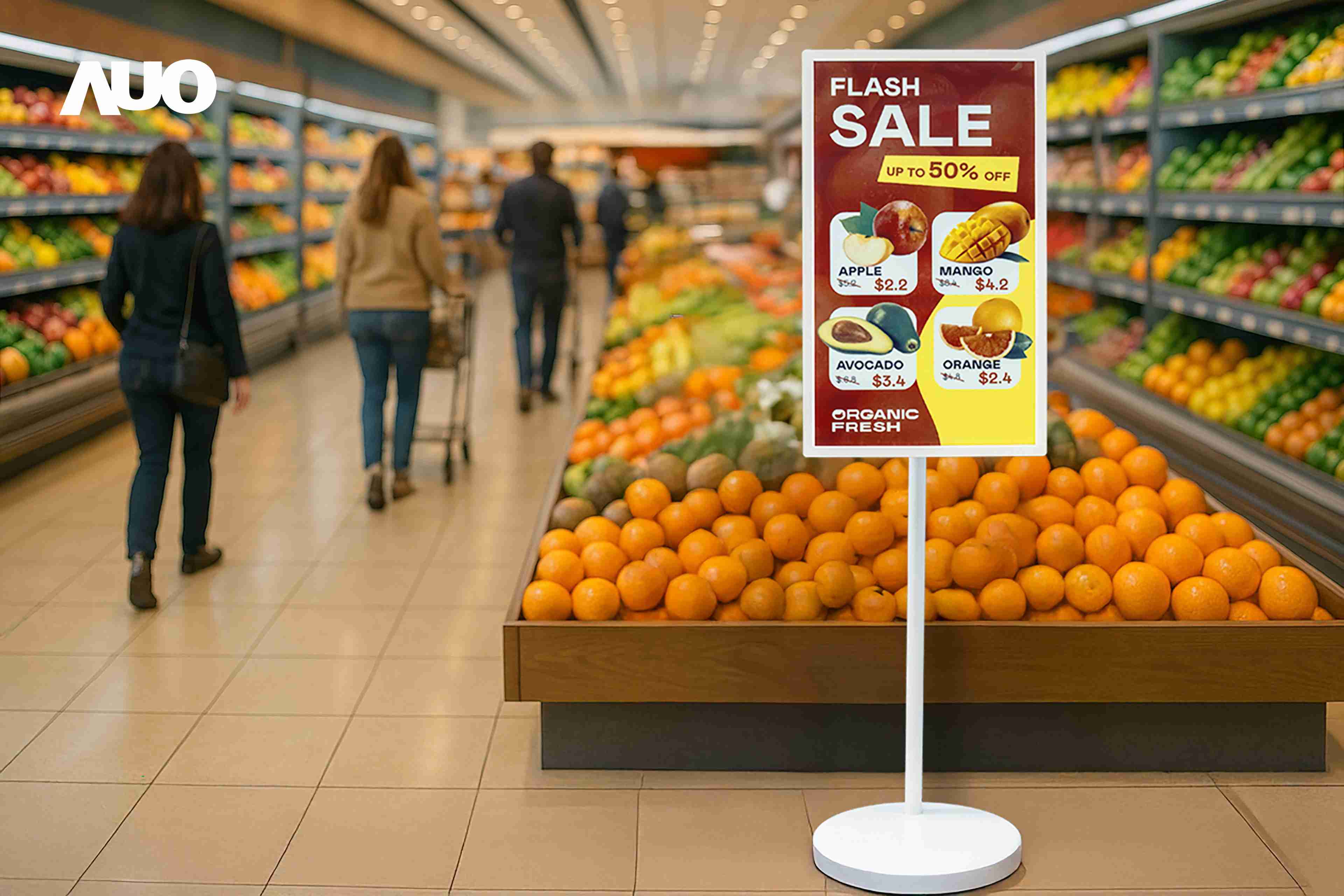 达擎首亮相低功耗、、、、全彩的〝aecoPost电子纸解决方案〞，，，仅在更新画面时需要微量的电力驱动，，，无需布建电线的便捷设计，，，使其可灵活应用、、、随意置放，，，，并可透过云端或行动装置app，，，，轻松管理及排程广告内容，，，，晋升店头营销利器。。。。